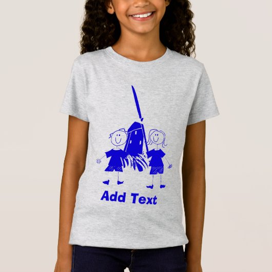 T-Shirt bleu hollandais Stick pour enfants (Devant)