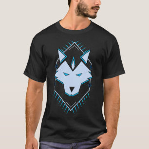 T-shirt Bleu Husky Wolf Chien minimaliste Logo classique T