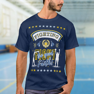 T-shirt Bleu, Jaune combattre le bon combat de la foi