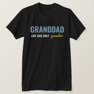 T-shirt Bleu Jaune Funny GRANDDAD Comme Papa Seulement Gra