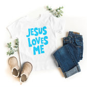 T-shirt bleu "Jésus m'aime" pour bébé