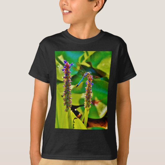 T-shirt Bleu libellule et fleurs (Devant)