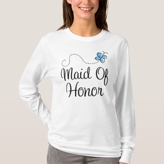 T-shirt Bleu Mariage Papillon Maid Of Honor Tee - shirt (Devant)
