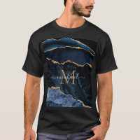 T-shirt bleu marine or avec nom et lettre personna