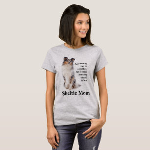 T-shirt bleu Merle Sheltie Maman