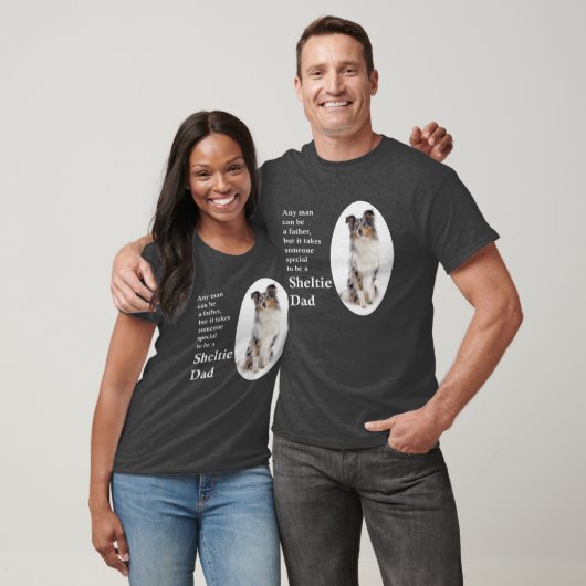 T-shirt bleu Merle Sheltie Papa (Unisexe)