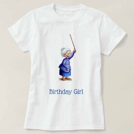 T-shirt Bleu mignon grand-mère Anniversaire (Design devant)