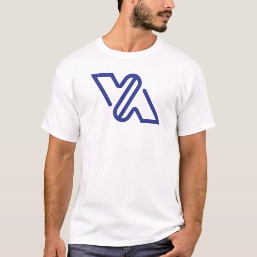 T-shirt Bleu Minimal Lettre VA Classique (Devant)