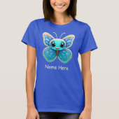 T-shirt Bleu mou Papillon sauvage Graphique de dessin de l (Devant)