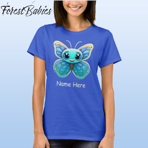 T-shirt Bleu mou Papillon sauvage Graphique de dessin de l