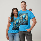 T-shirt Bleu Octopus Acrylique Abstraite, (Unisexe)