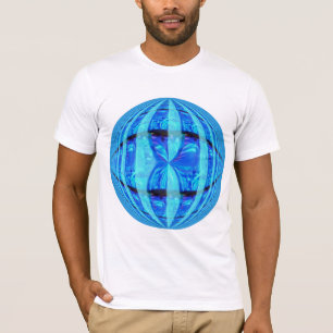T-shirt bleu Orb Rond blanc