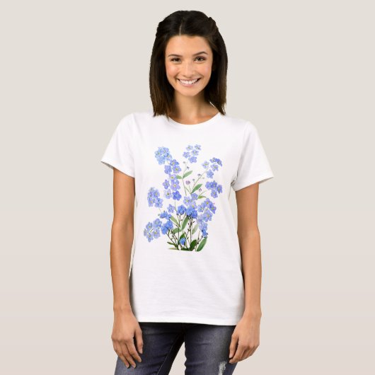 T-shirt bleu oubliez-moi pas aquarelle 2024 (Devant entier)