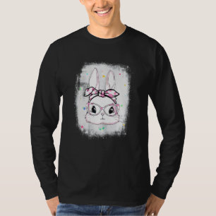 T-shirt Bleu Pâques mignon lapin Visage Pois Headban