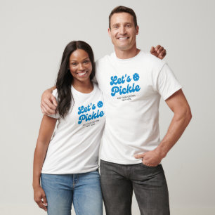 T-shirt Bleu Pickleball Pickle Texte personnalisé