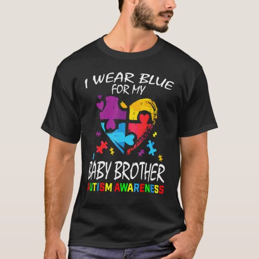 T-shirt Bleu pour bébé Frère Sensibilisation sur l'autisme (Devant)