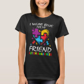 T-shirt Bleu pour Sensibilisation sur l'autisme ami Puzzle (Devant)