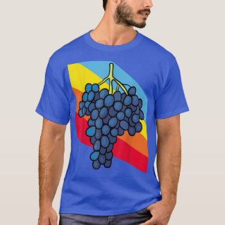 T-shirt Bleu Raisin Fruit Aliments Vegan Végétarien