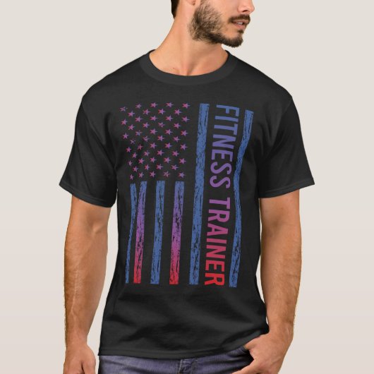 T-shirt Bleu Red American Flag Fitness Trainer (Devant)