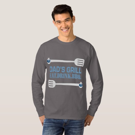 T-shirt Bleu Rhino "Papa's Grill" Long Sleeve (Devant entier)