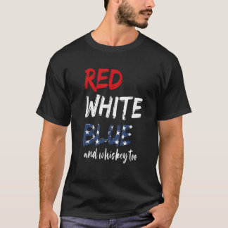 T-shirt Bleu Rouge Blanc Et Whiskey Aussi