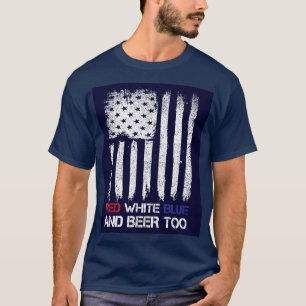 T-shirt Bleu rouge et bière trop