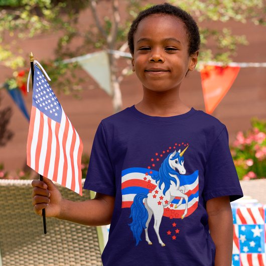 T-shirt Bleu rouge Mane Unicorne américaine