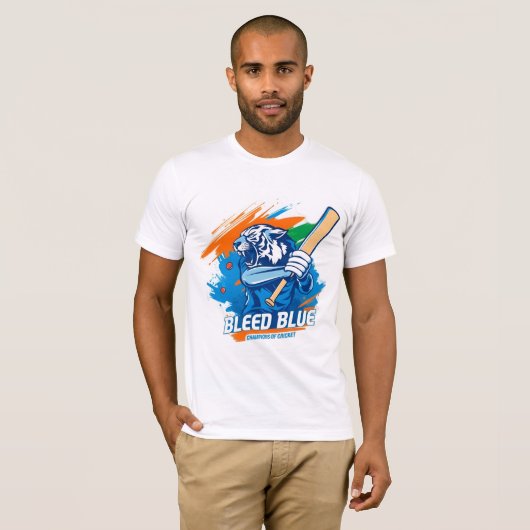 T-shirt bleu saigné pour hommes (Devant entier)