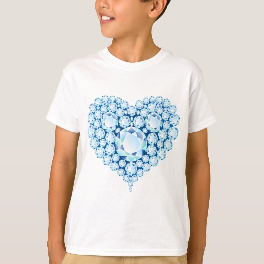 T-shirt Bleu Sapphire Gems Coeur (Devant)