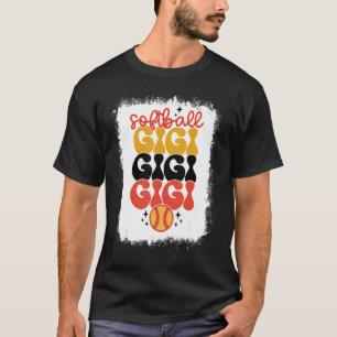 T-shirt Bleu Softball Gigi Retro Softball Maman Mères