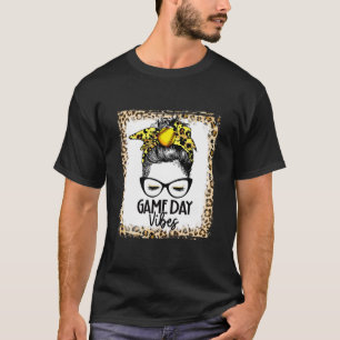 T-shirt Bleu Softball Jour Vibes Messy Bun Softbal