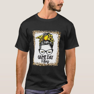 T-shirt Bleu Softball Jour Vibes Messy Bun Softbal