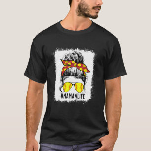 T-shirt Bleu Softball Mamaw Jeu Jour Softball Nana Mot