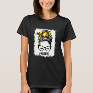T-shirt Bleu Softball Nana Messy Bun Jeu Jour Mères