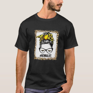 T-shirt Bleu Softball Nonna Messy Bun Jeu Jour Mères