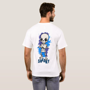T-Shirt Bleu Splash Halloween Squelette Mignon Sou