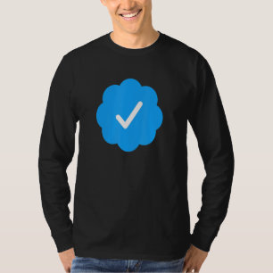 T-shirt Bleu Tick Social Media Vérifié Contrôle Badge