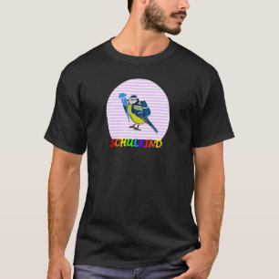 T-shirt Bleu Titsouris Oiseau Premier Jour À L'École Oisea