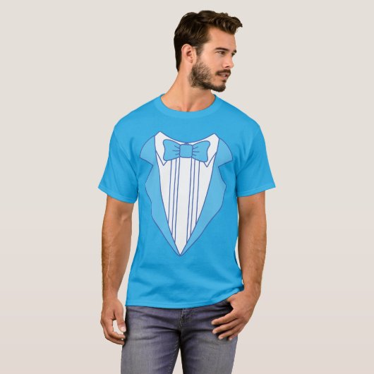 T-shirt bleu Tuxedo (Devant entier)