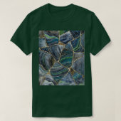 T-shirt Bleu Vert Agate Motif Géode Art Kintsugi Art (Design devant)