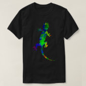 T-shirt bleu vert Gecko en polygones (Design devant)