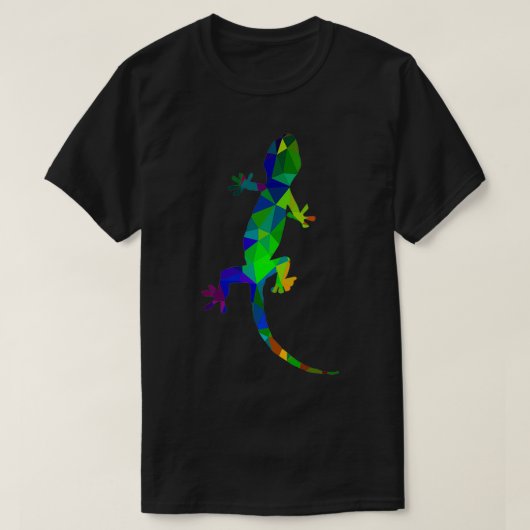 T-shirt bleu vert Gecko en polygones (Design devant)