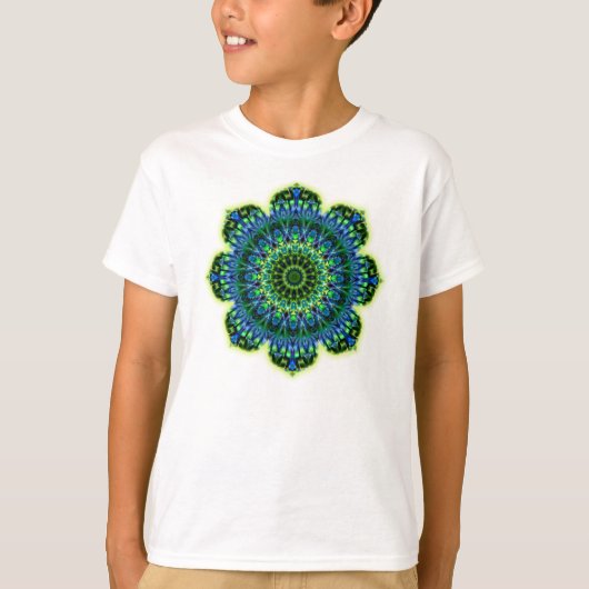 T-shirt bleu vert mandala (Devant)