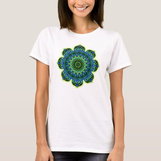 T-shirt bleu vert mandala (Devant)