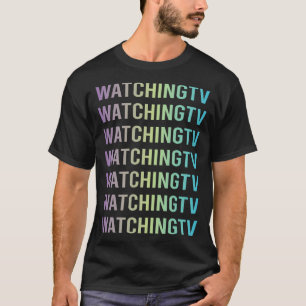 T-shirt Bleu Violet Regarder la TV