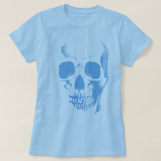T-shirt bleu visage crâne (Design devant)