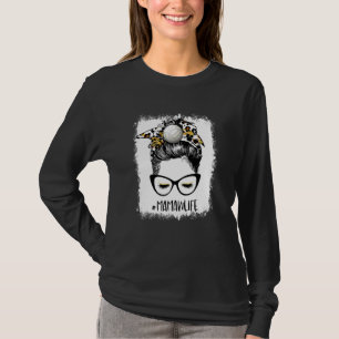 T-shirt Bleu Volley-ball Mamaw Life Leopard Messy Bun G