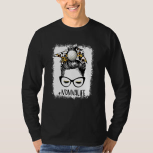 T-shirt Bleu Volleyball Nonna Life Leopard Messy Bun G