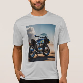 T-shirt bleu vue vélo