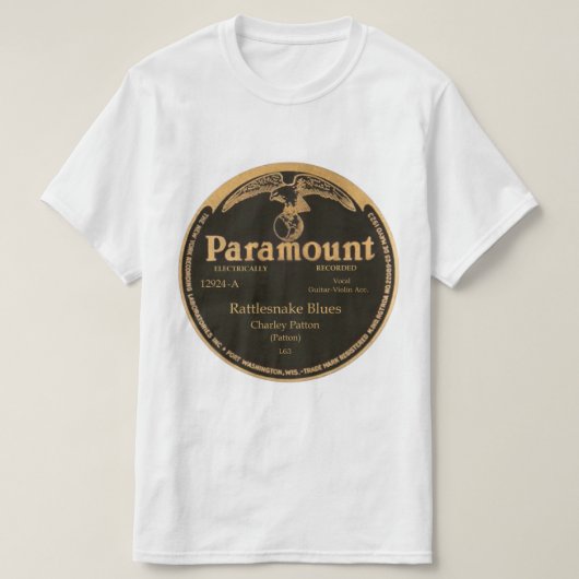T-shirt "Bleus de serpent à sonnettes" Charley Patton sur (Design devant)